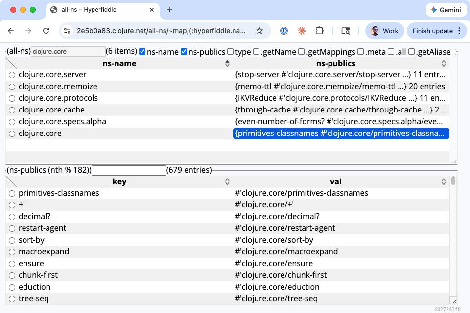 Every namespace on the classpath as a navigable page